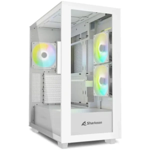 CASE SHARKOON REBEL C60 RGB MEDIA TORRE ATX FRENTE Y PANEL LATERAL DE VIDRIO TEMPLADO 4 VENTILADORES RGB LED BLANCO 4044951040049