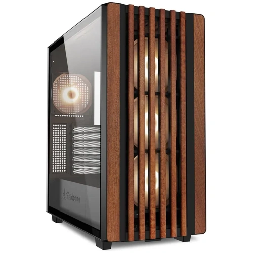 CASE SHARKOON REBEL C70G RGB MEDIA TORRE ATX FRENTE DE MADERA PANEL LATERAL DE VIDRIO TEMPLADO 4 VENTILADORES RGB PWM NEGRO 4044951040193