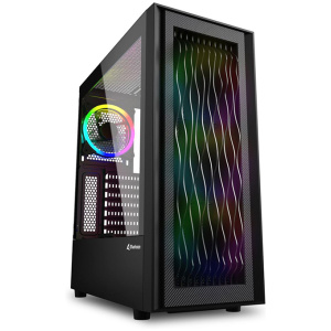CASE SHARKOON RGB WAVE MEDIA TORRE ATX FRENTE RGB WAVE PANEL LATERAL DE VIDRIO TEMPLADO 4 VENTILADORES RGB NEGRO 4044951037544